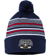 Blizzard 12 Inch Striped Pom-Pom Cuffed Beanie